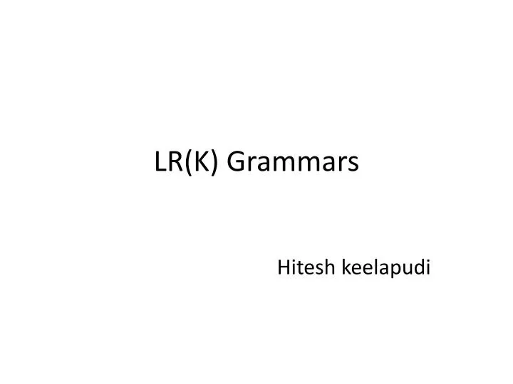 lr k grammars
