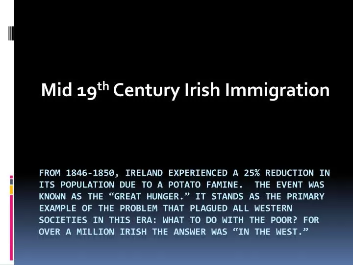 mid 19 th century irish immigration