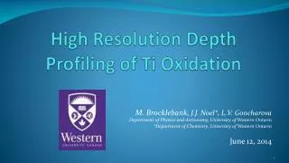 High Resolution Depth Profiling of Ti Oxidation