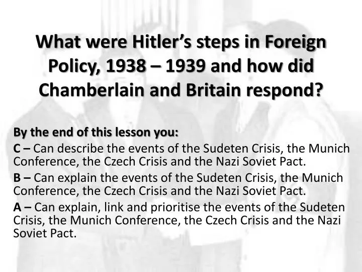 what were hitler s steps in foreign policy 1938 1939 and how did chamberlain and britain respond