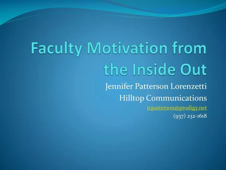 faculty motivation from the inside out