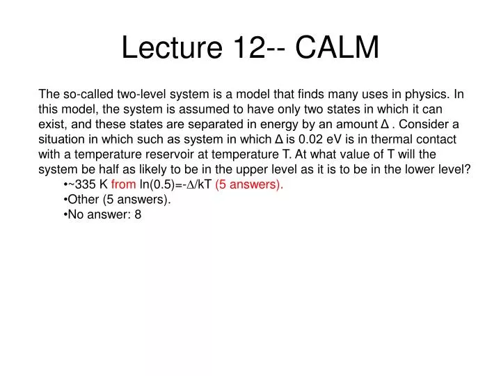 lecture 12 calm