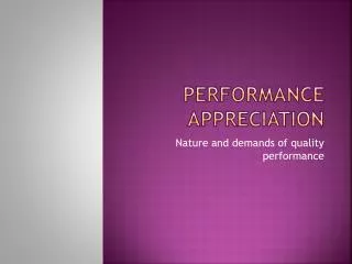 Performance appreciation