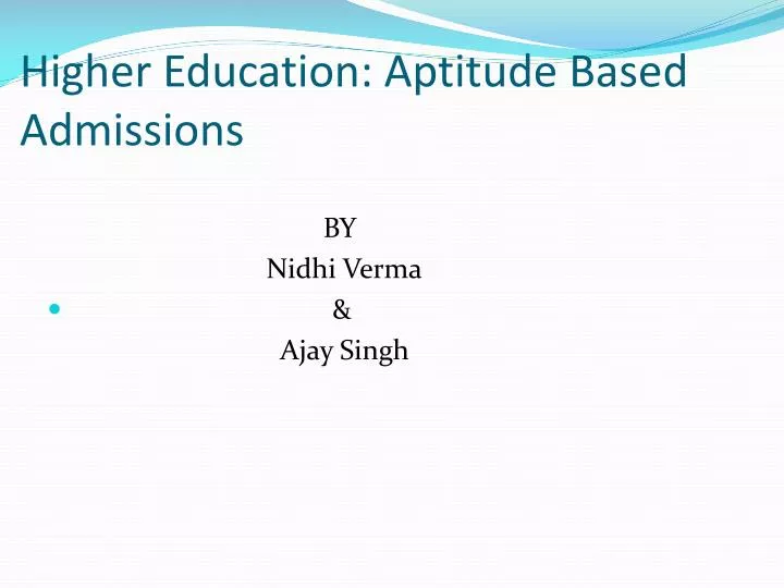 higher education aptitude based admissions
