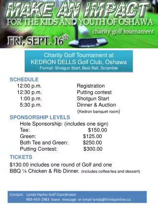 Charity Golf Tournament at KEDRON DELLS Golf Club, Oshawa