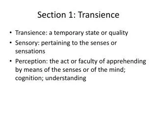section 1 transience