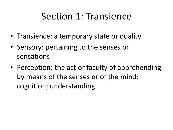 section 1 transience