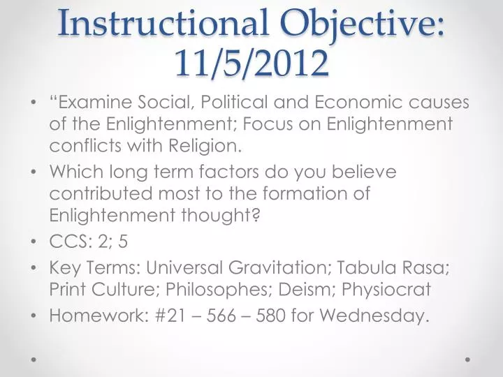 instructional objective 11 5 2012