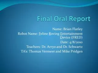 Final Oral Report