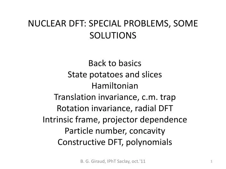 nuclear dft special problems some solutions