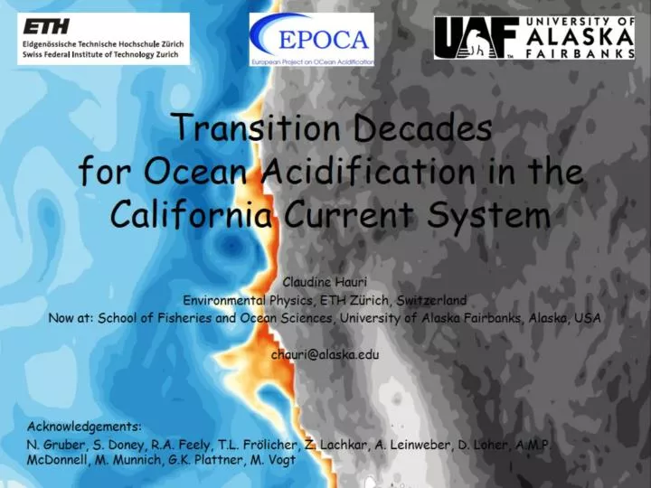 transition decades for ocean acidification in the california current system