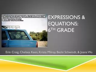 Expressions &amp; Equations: 6 th Grade