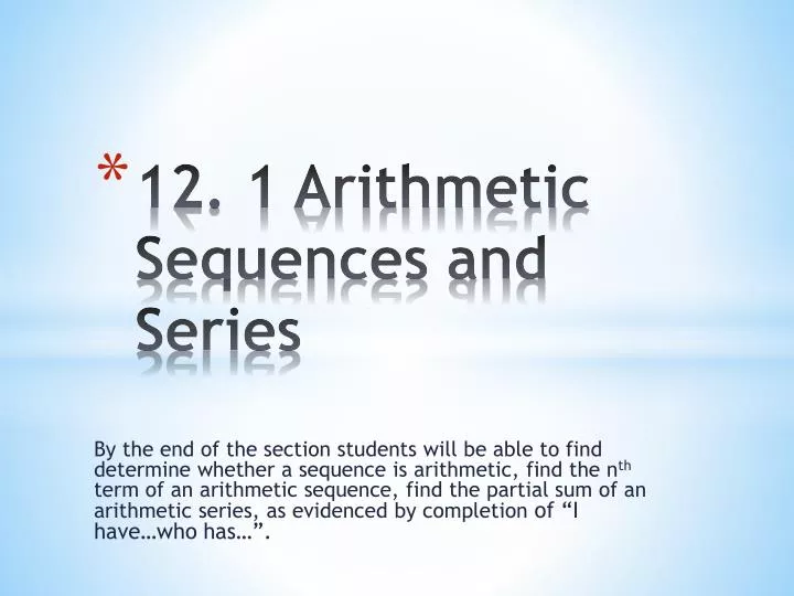 12 1 arithmetic sequences and series