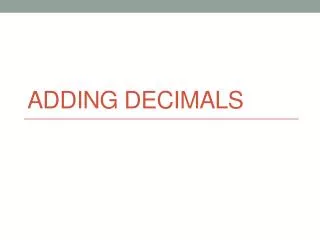 Adding Decimals