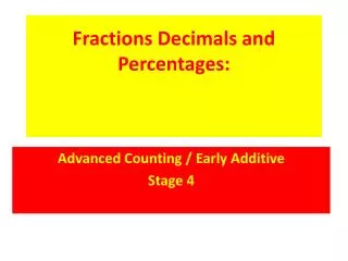 Fractions Decimals and Percentages: