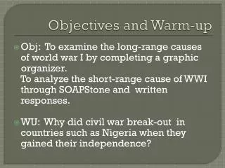 Objectives and Warm-up