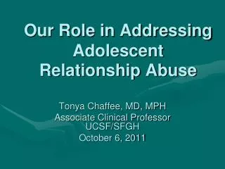 Our Role in Addressing Adolescent Relationship Abuse