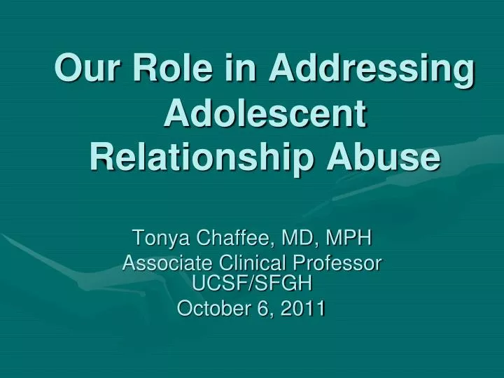our role in addressing adolescent relationship abuse