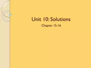 Unit 10: Solutions
