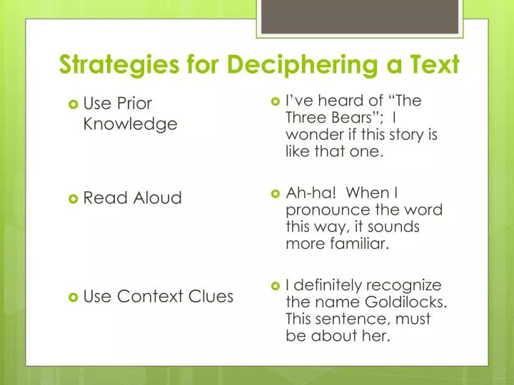 strategies for deciphering a text