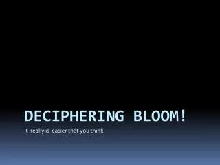Deciphering Bloom!