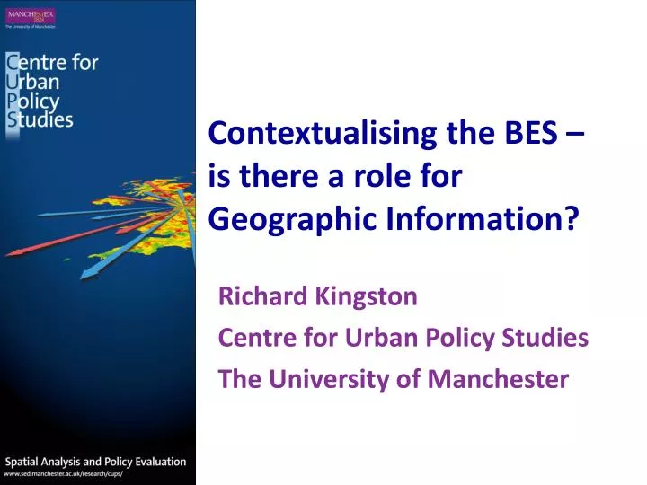 contextualising the bes is there a role for geographic information