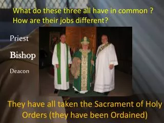 They have all taken the Sacrament of Holy Orders (they have been Ordained)