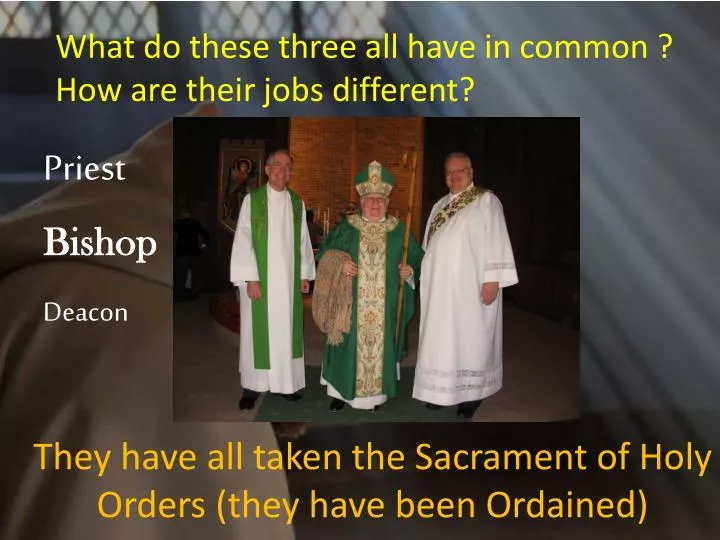 they have all taken the sacrament of holy orders they have been ordained