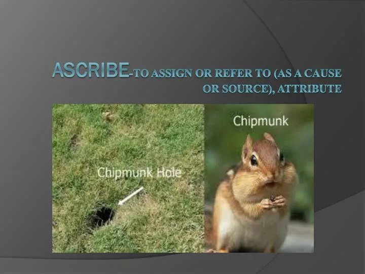 ascribe to assign or refer to as a cause or source attribute