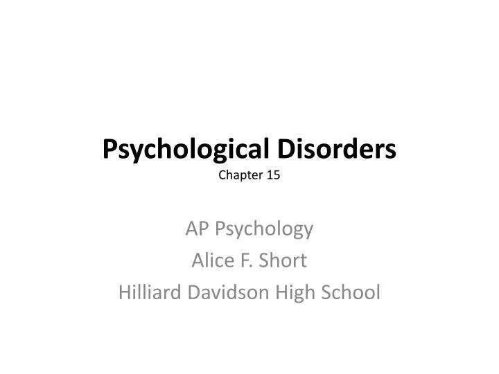 psychological disorders chapter 15