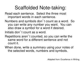 Scaffolded Note-taking :
