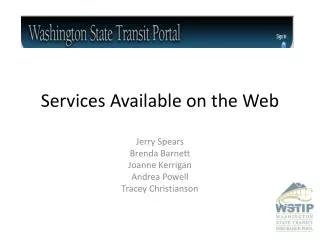 Services Available on the Web