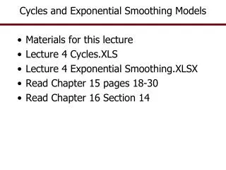 Cycles and Exponential Smoothing Models