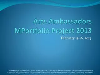 Arts Ambassadors MPortfolio Project 2013