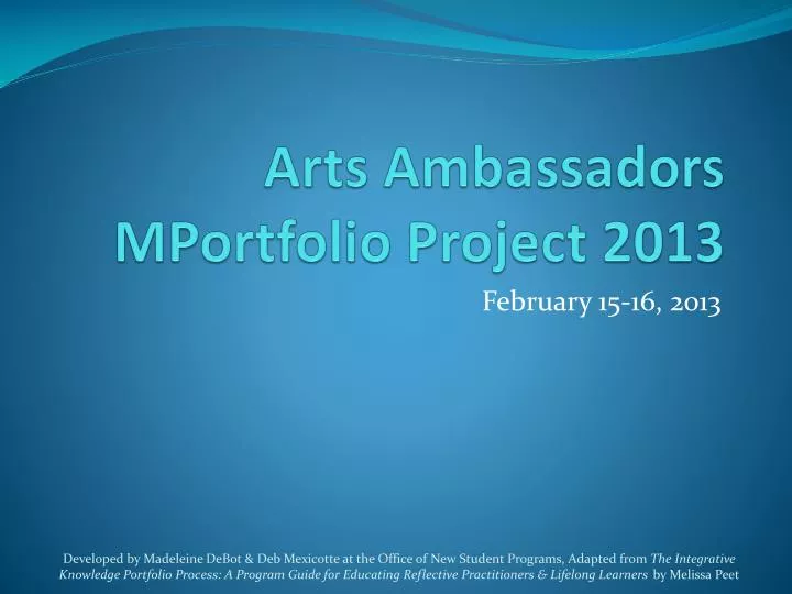 arts ambassadors mportfolio project 2013