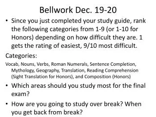 Bellwork Dec. 19-20