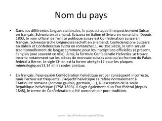 nom du pays