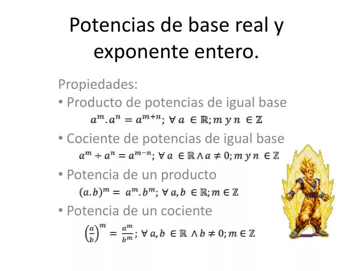 potencias de base real y exponente entero