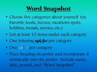 Word Snapshot