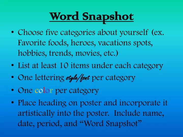 word snapshot