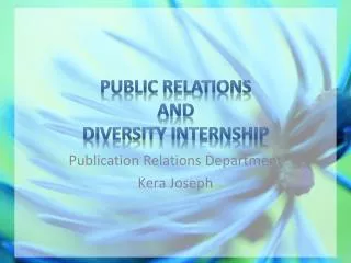 Public Relations and Diversity Internship