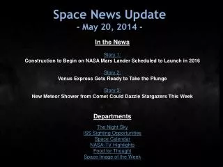 Space News Update - May 20, 2014 -