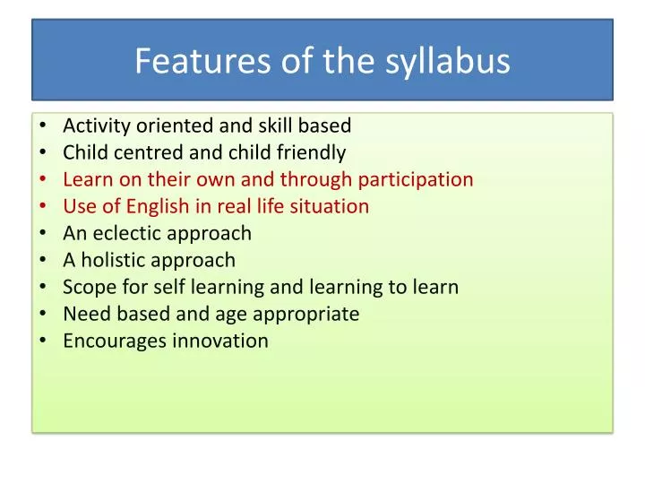 features of the syllabus