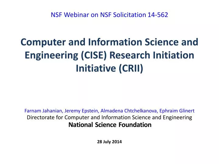 computer and information science and engineering cise research initiation initiative crii