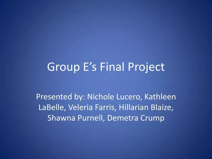 group e s final project