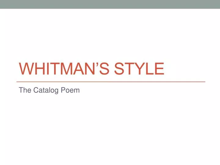 whitman s style
