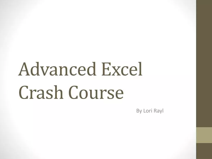 advanced excel crash course