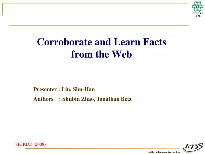 corroborate and learn facts from the web