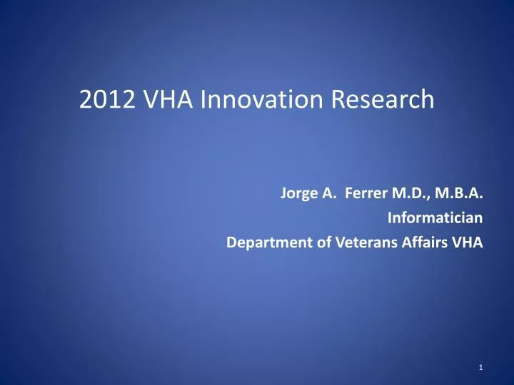 2012 vha innovation research