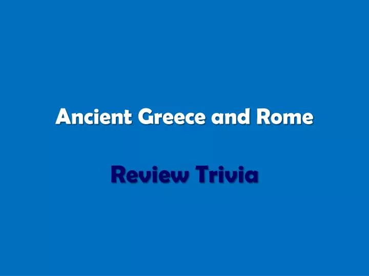 ancient greece and rome